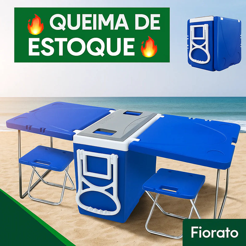 Caixa Cooler 5 em 1 com Mesas e Banquetas – Últimas Unidades na Queima de Estoque!