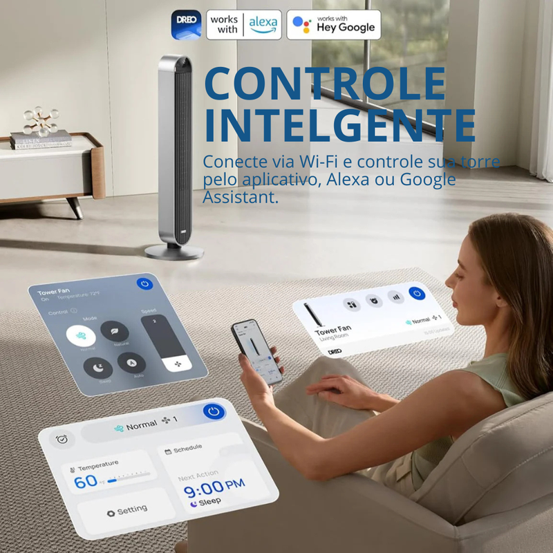 (PRÉ BLACK FRIDAY) Torre Inteligente de Resfriamento 2 em 1 com Controle – Ultra Silenciosa e Potente