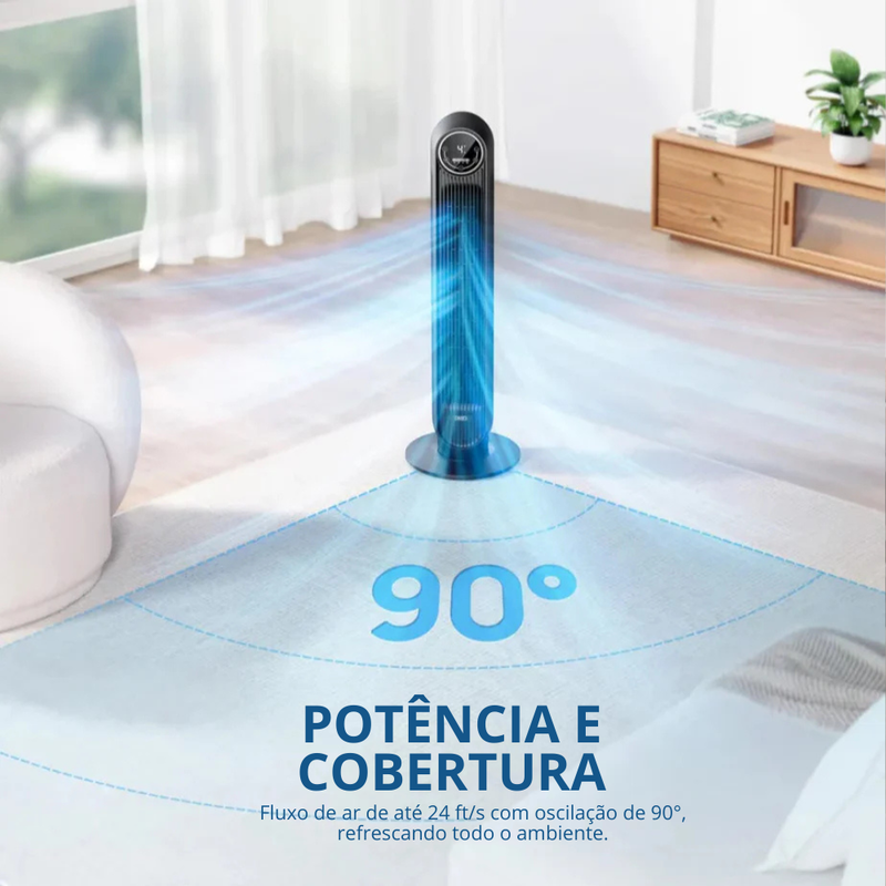 (PRÉ BLACK FRIDAY) Torre Inteligente de Resfriamento 2 em 1 com Controle – Ultra Silenciosa e Potente