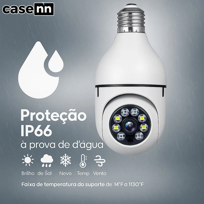 Kit 2 Câmeras de Segurança Wifi 360° - Prova D'água Lâmpada Giratória Visão Noturna 1080P HD (Especial Black Friday)