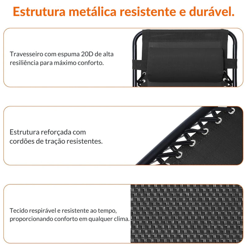 Cadeira Reclinável e Dobrável – Suporta até 200kg + 2 BRINDES EXCLUSIVOS HOJE