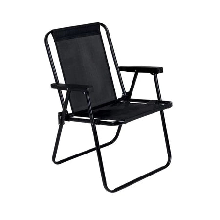 (Especial Black Friday) Kit 2 Cadeiras de Praia Alta em Aço Reforçada 110 kg Preta