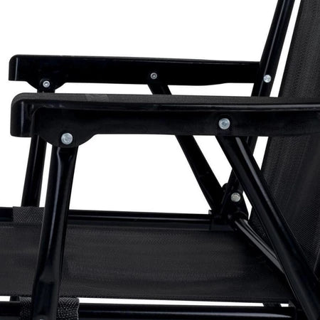 (Especial Black Friday) Kit 2 Cadeiras de Praia Alta em Aço Reforçada 110 kg Preta